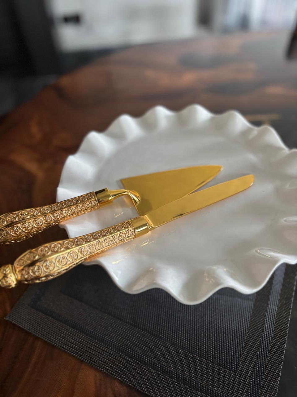 Cake Knife & Server 2 pcs set - Golden