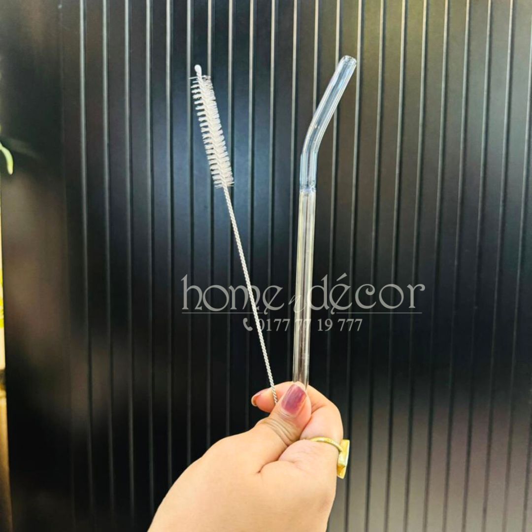 Glass Straw Set with Cleaning Brush - 4 pc set