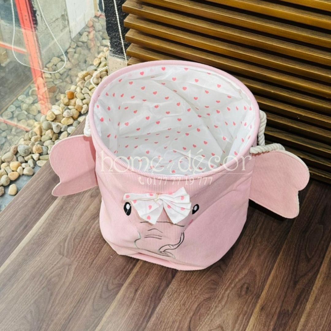 Baby Elephant Pretty Pink Foldable Laundry Basket