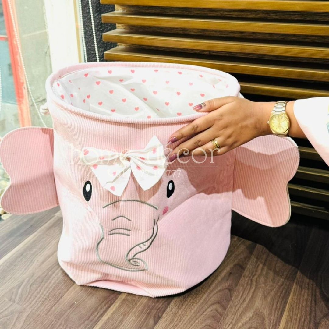 Baby Elephant Pretty Pink Foldable Laundry Basket