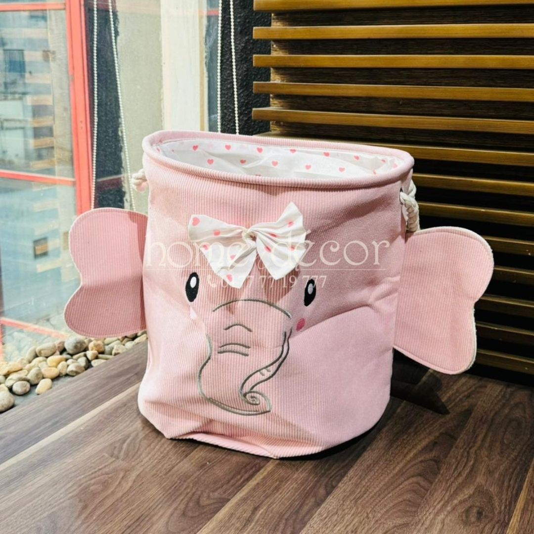 Baby Elephant Pretty Pink Foldable Laundry Basket