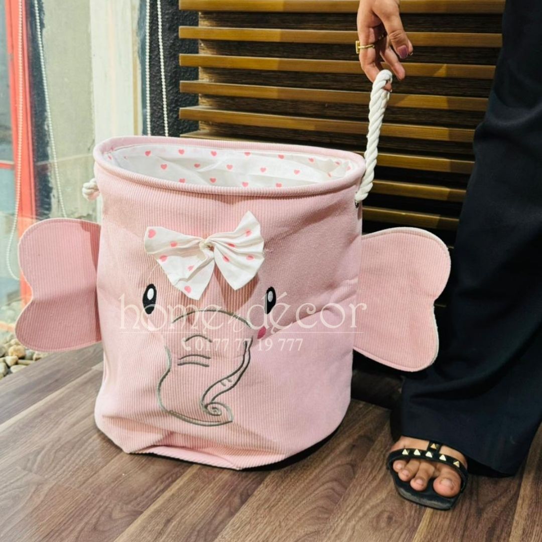 Baby Elephant Pretty Pink Foldable Laundry Basket