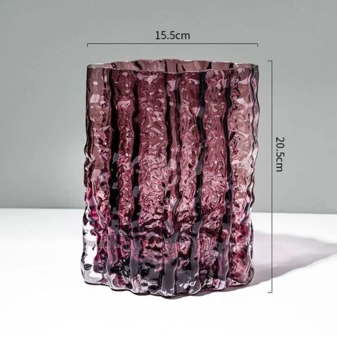 Purple Crinkled Glass Vase