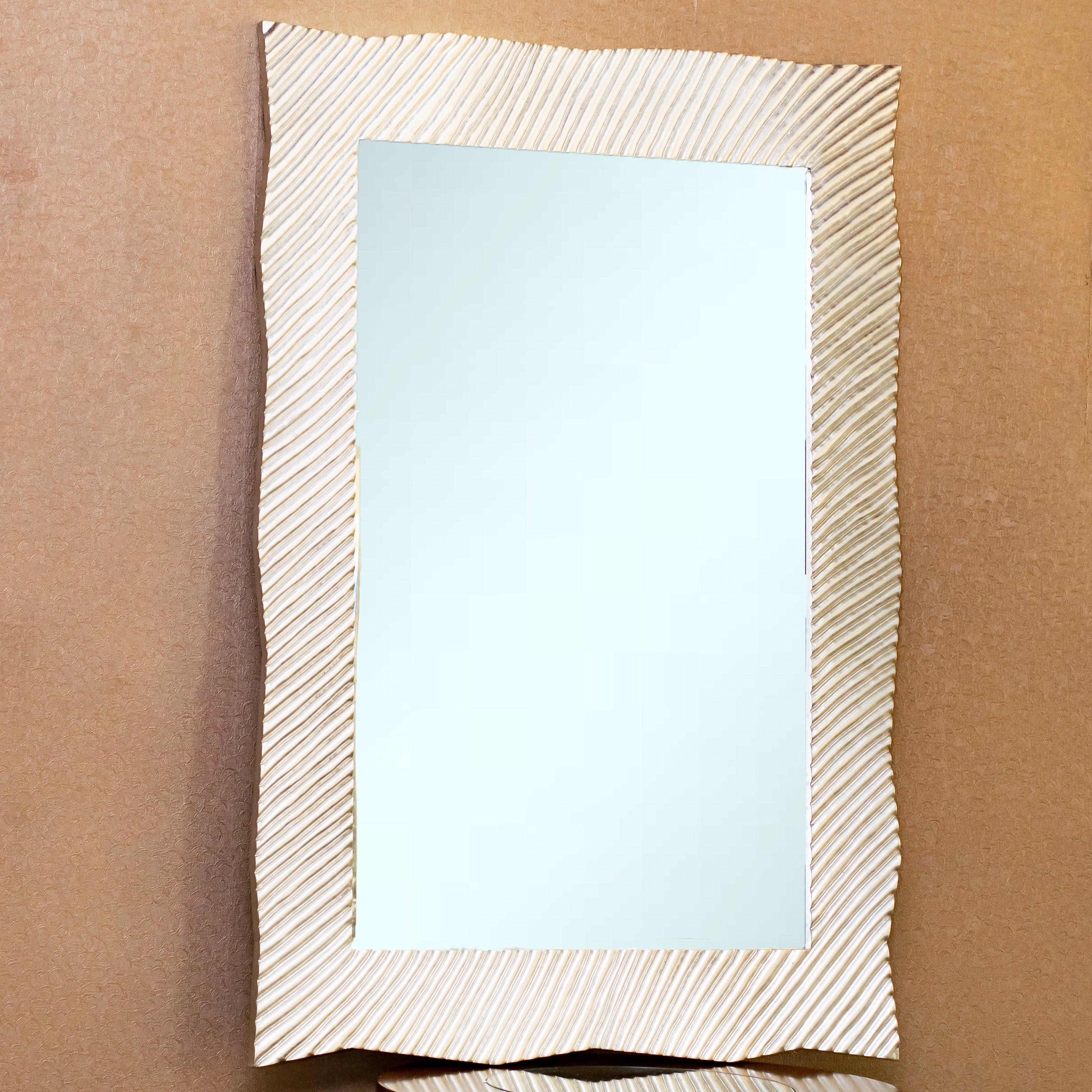 Wooden Wall Mirror- Silver Ripples