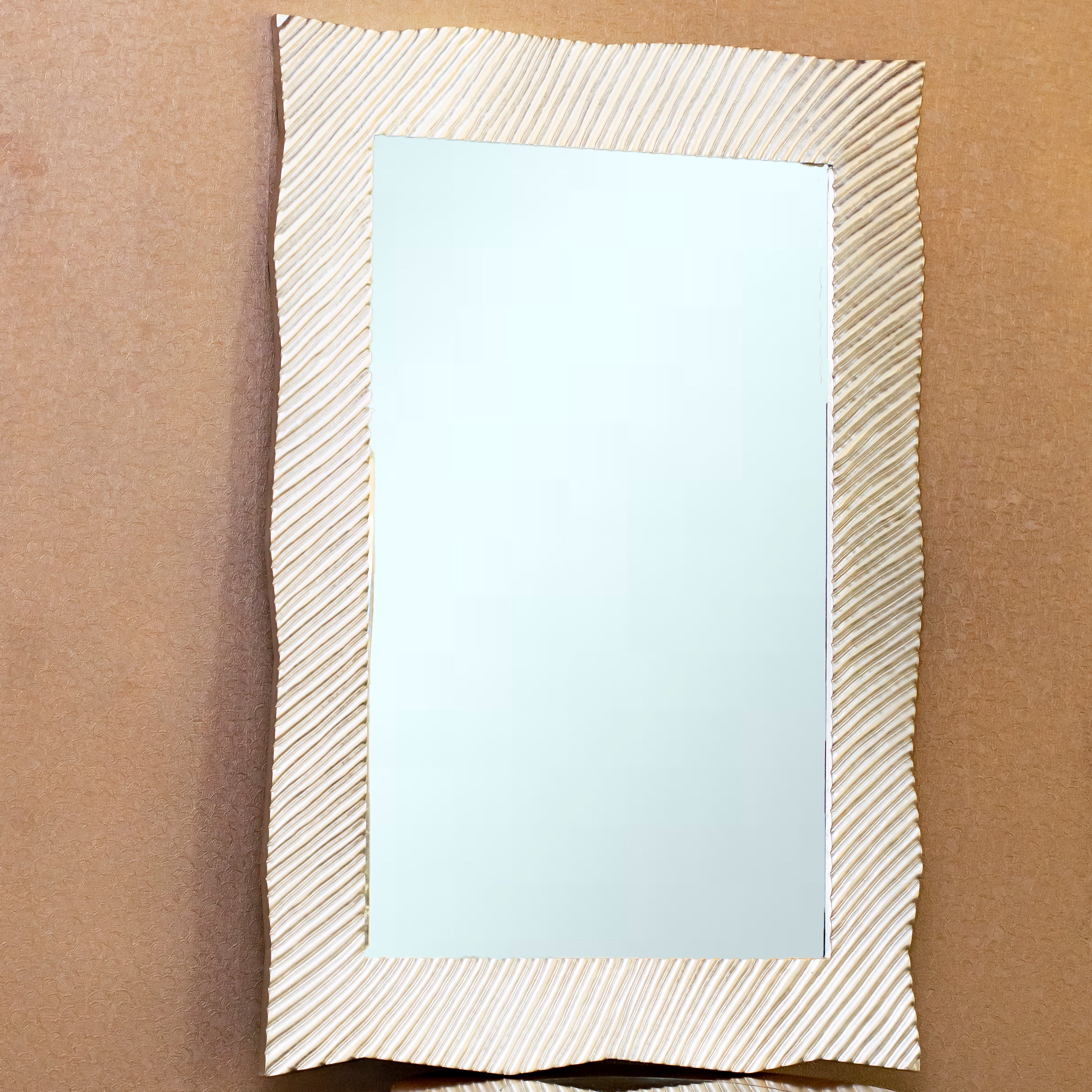 Wooden Wall Mirror- Silver Ripples