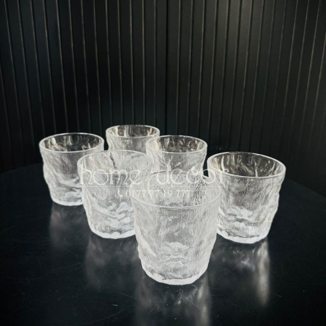 Ice Cube Finish Glass Set- 6 pcs