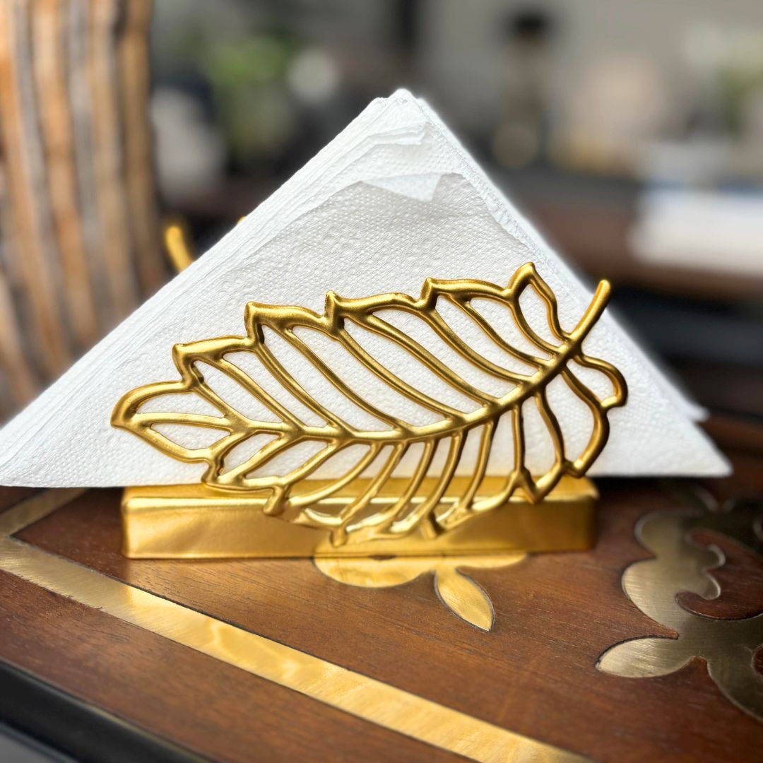 Golden Double Leaf Fun Napkin Holder