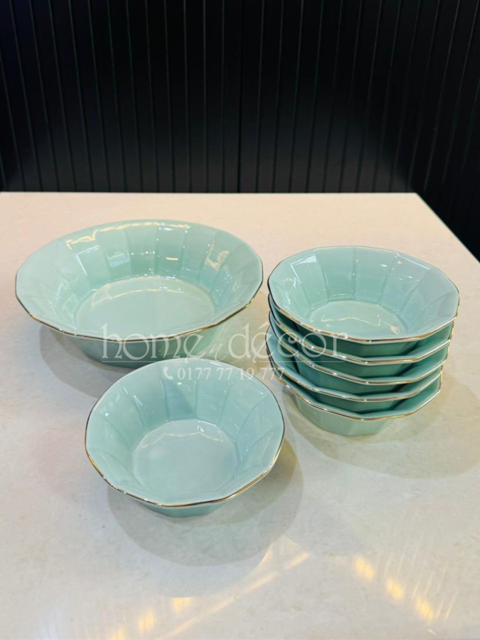 Teal Deep Dessert Bowl- 7 PC Set