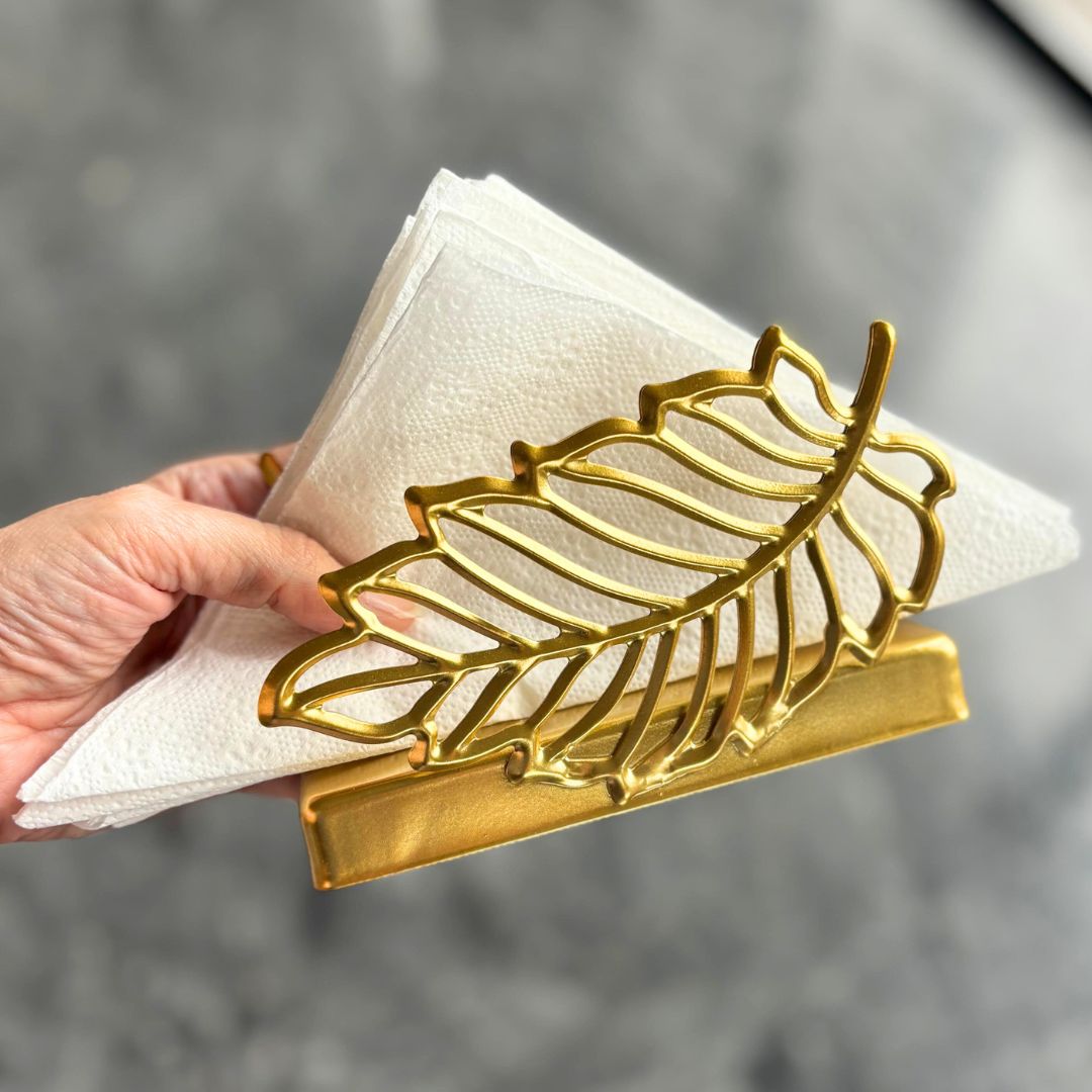 Golden Double Leaf Fun Napkin Holder
