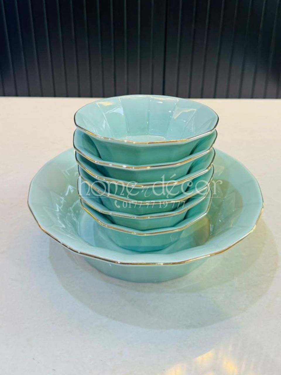 Teal Deep Dessert Bowl- 7 PC Set