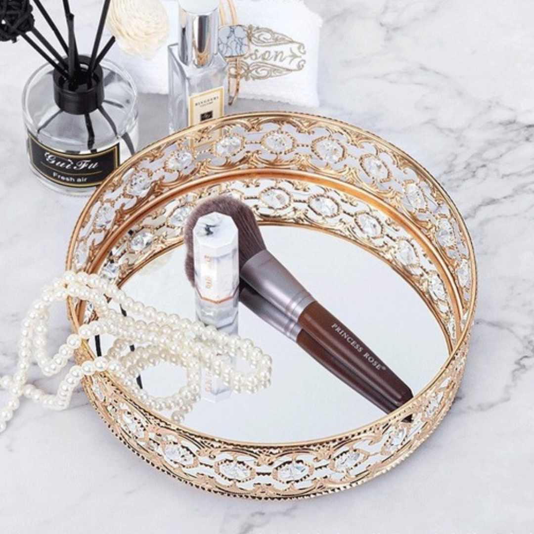 Glass Mirror Tray & Crystal storage container