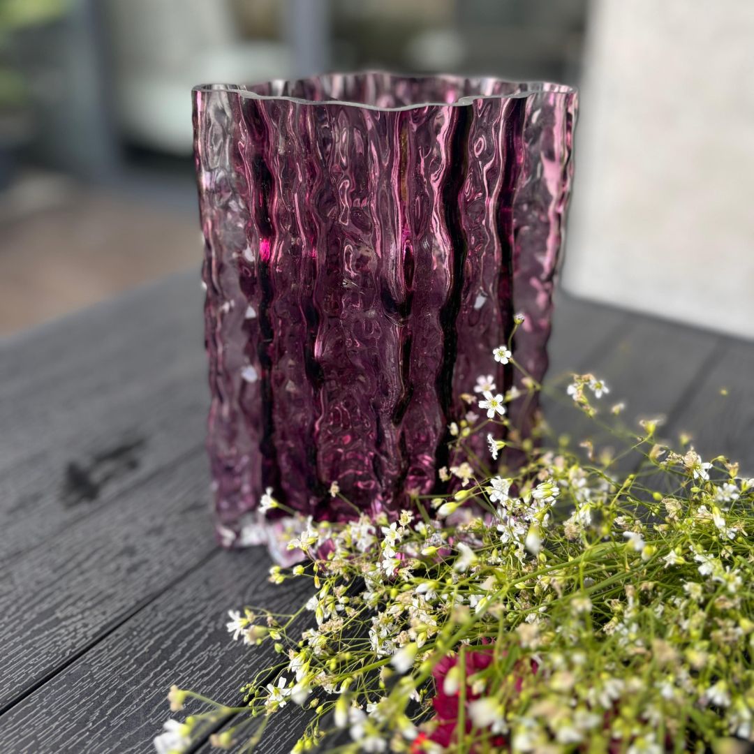 Purple Crinkled Glass Vase
