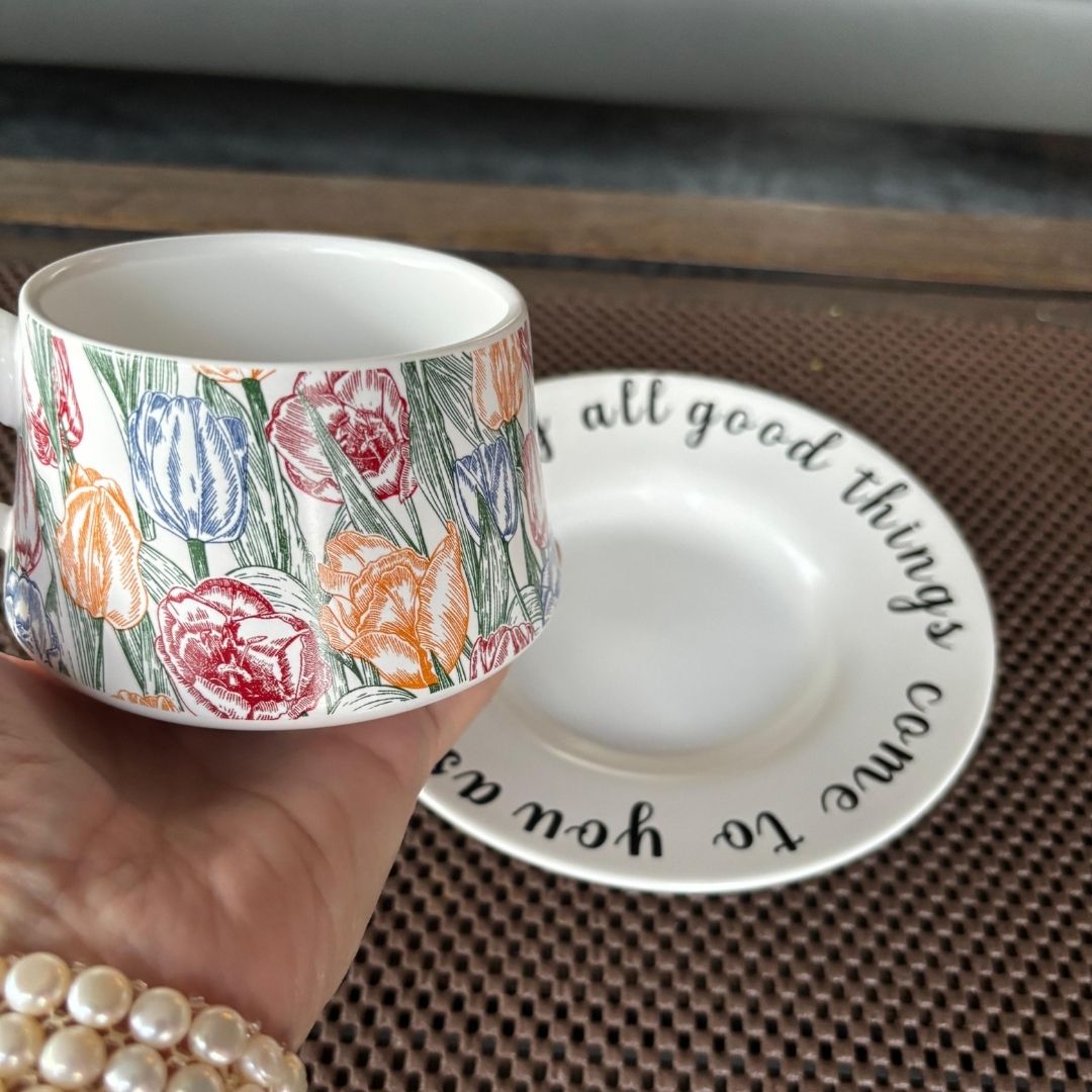 Ceramic Single Cup & Saucer 2 PC Set