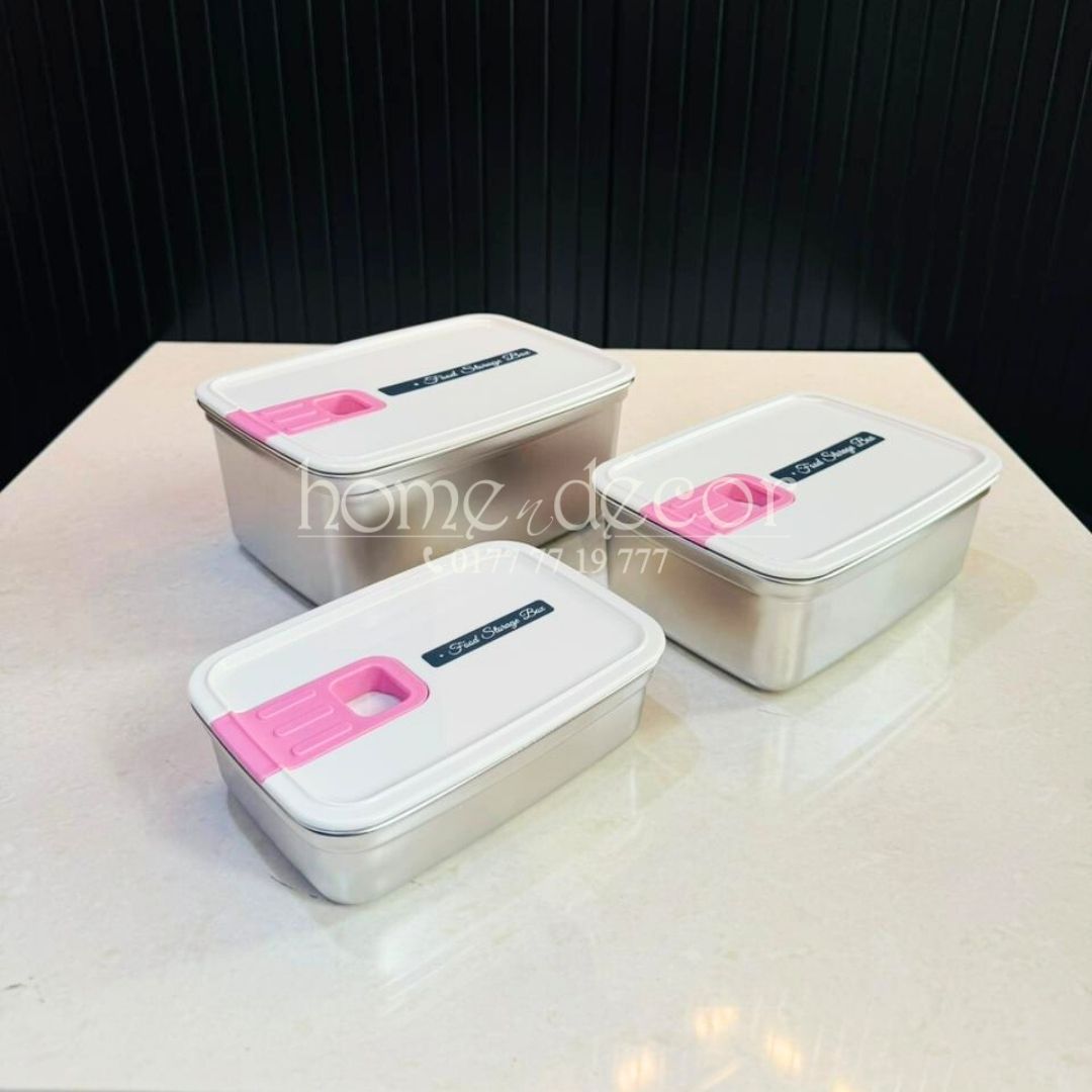 Airtight Food Storage Steel Container - 3 pcs Set