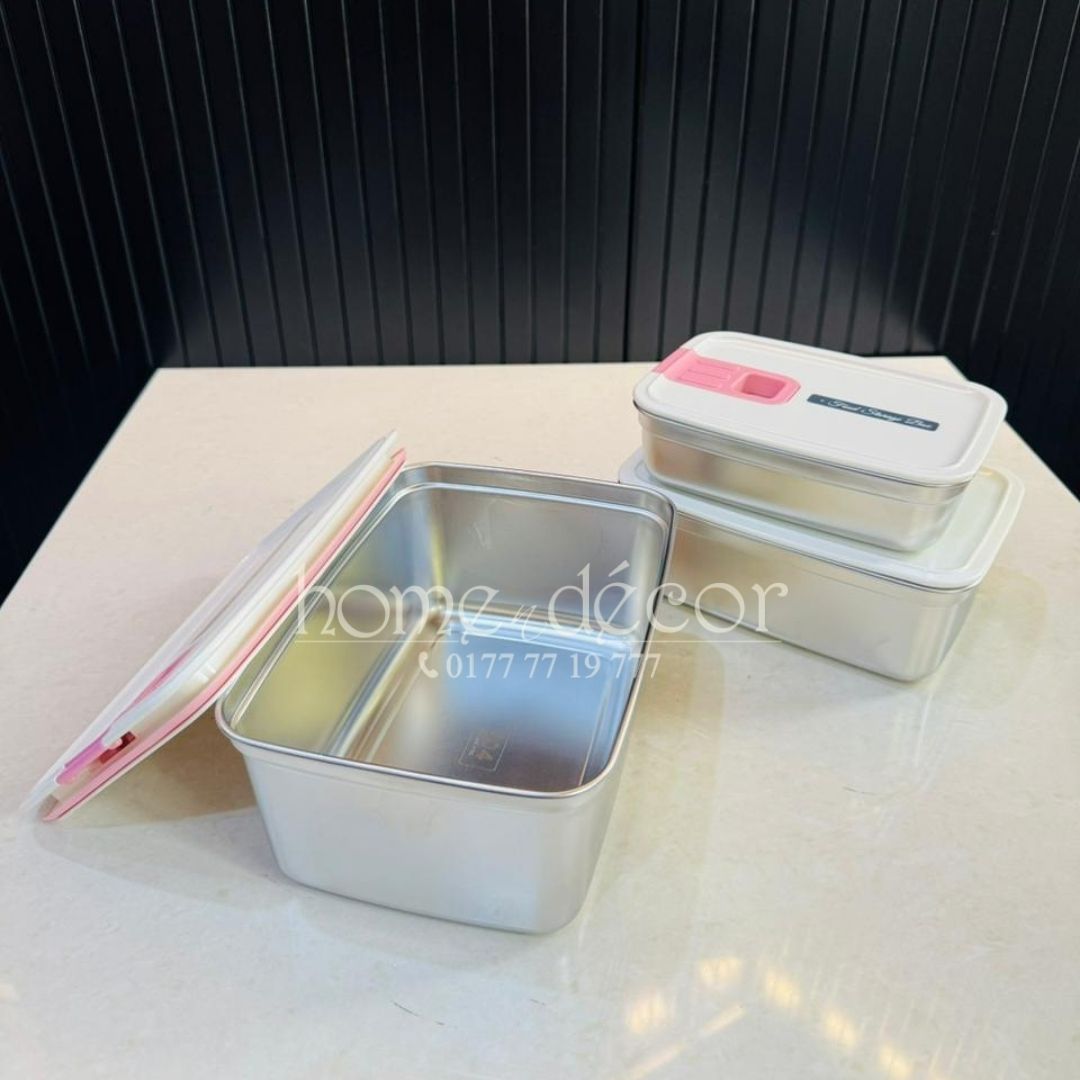 Airtight Food Storage Steel Container - 3 pcs Set