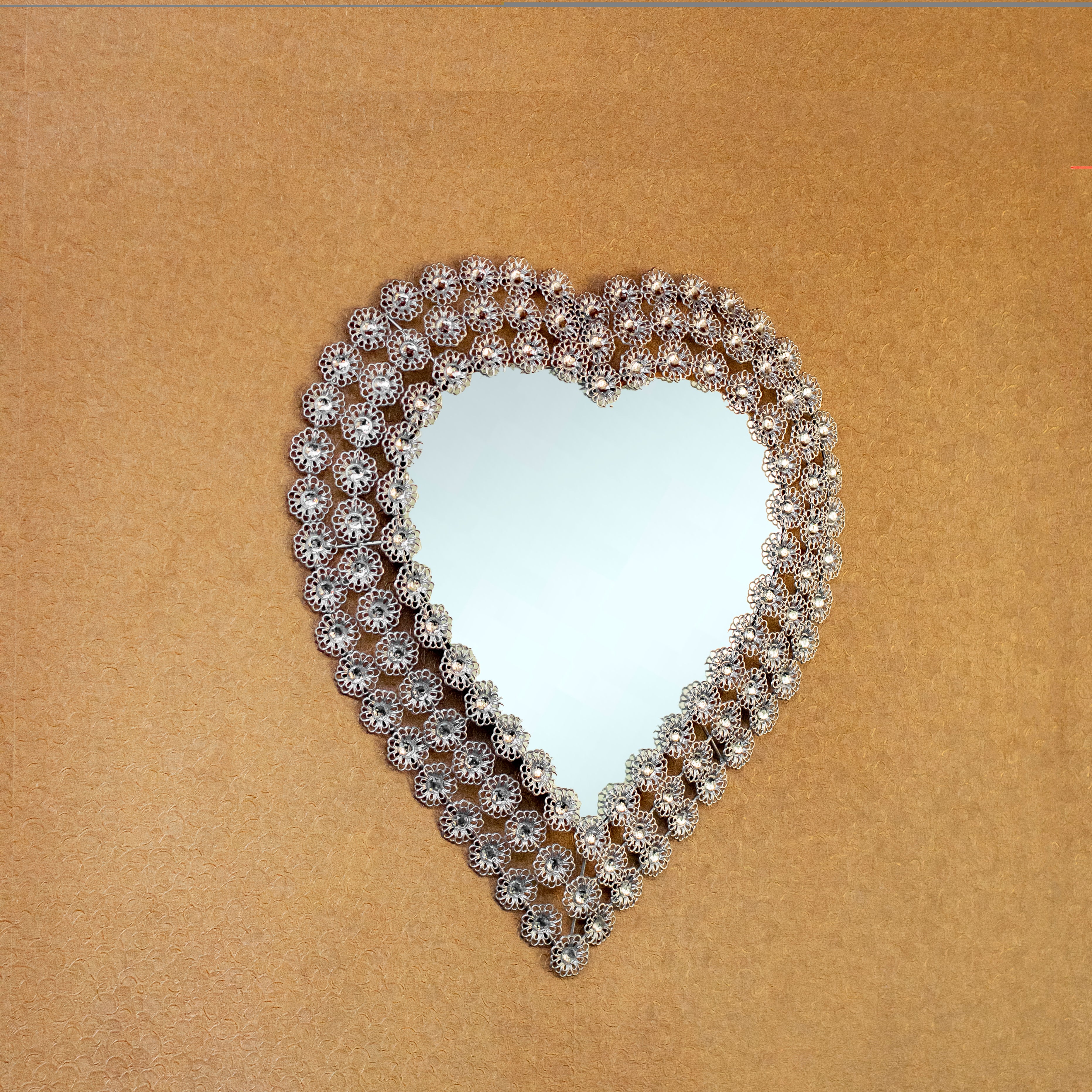 22″ high Silver Crystal Heart Mirror
