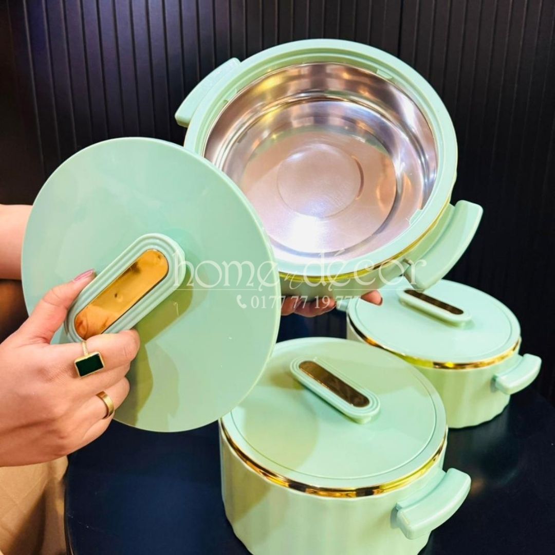 Keep Food Warm Hot Pots - Teal w. Golden RIm 3 different size