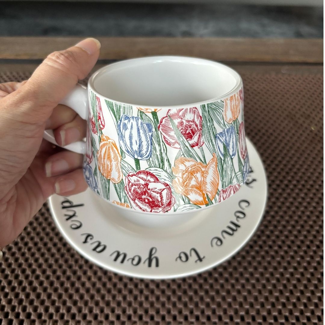 Ceramic Single Cup & Saucer 2 PC Set