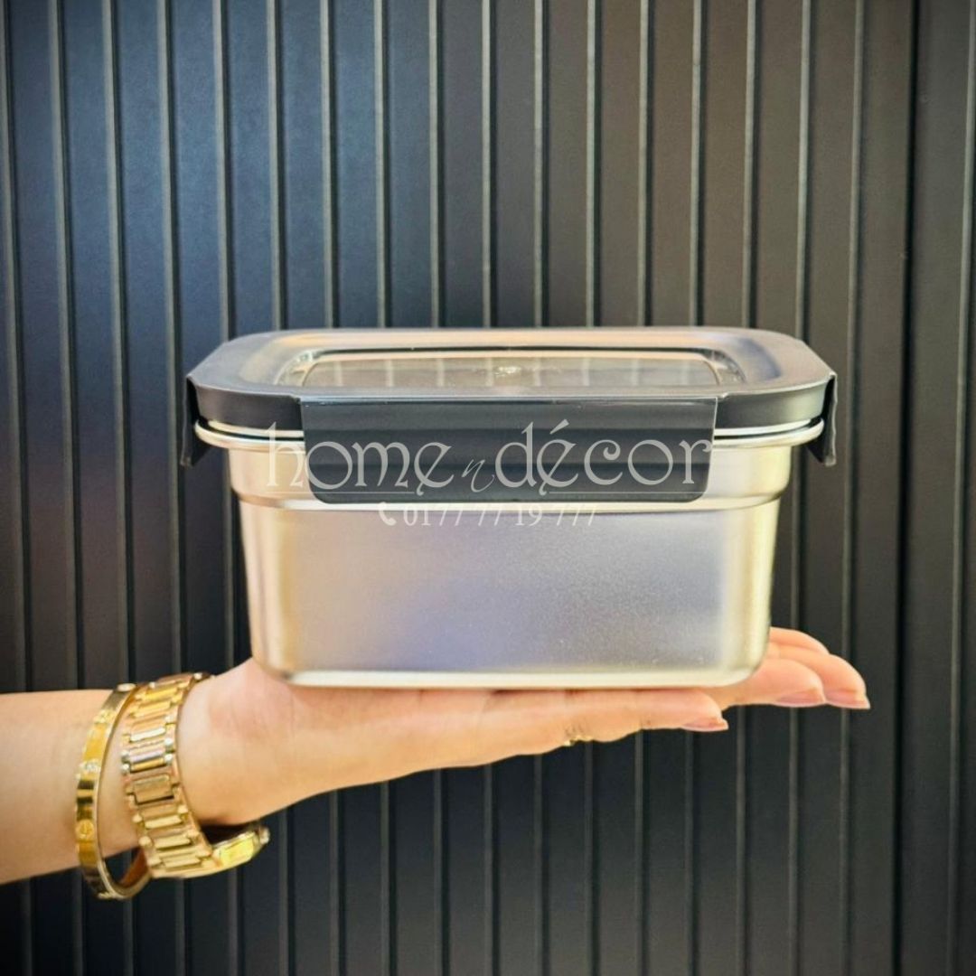 Airtight Food Storage Steel Container with see-through Lid 2 size