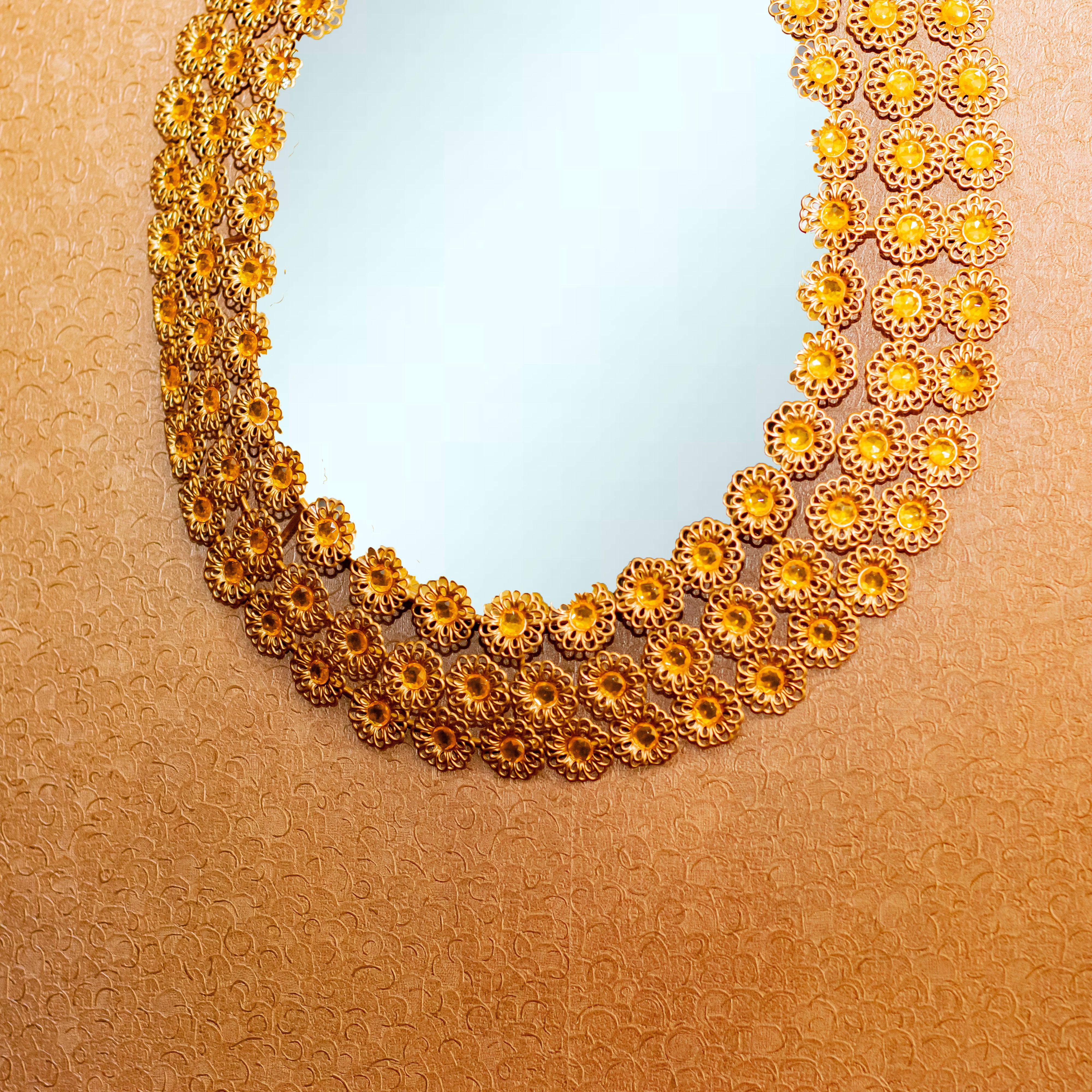 23″ tall Golden Crystal Oval Mirror