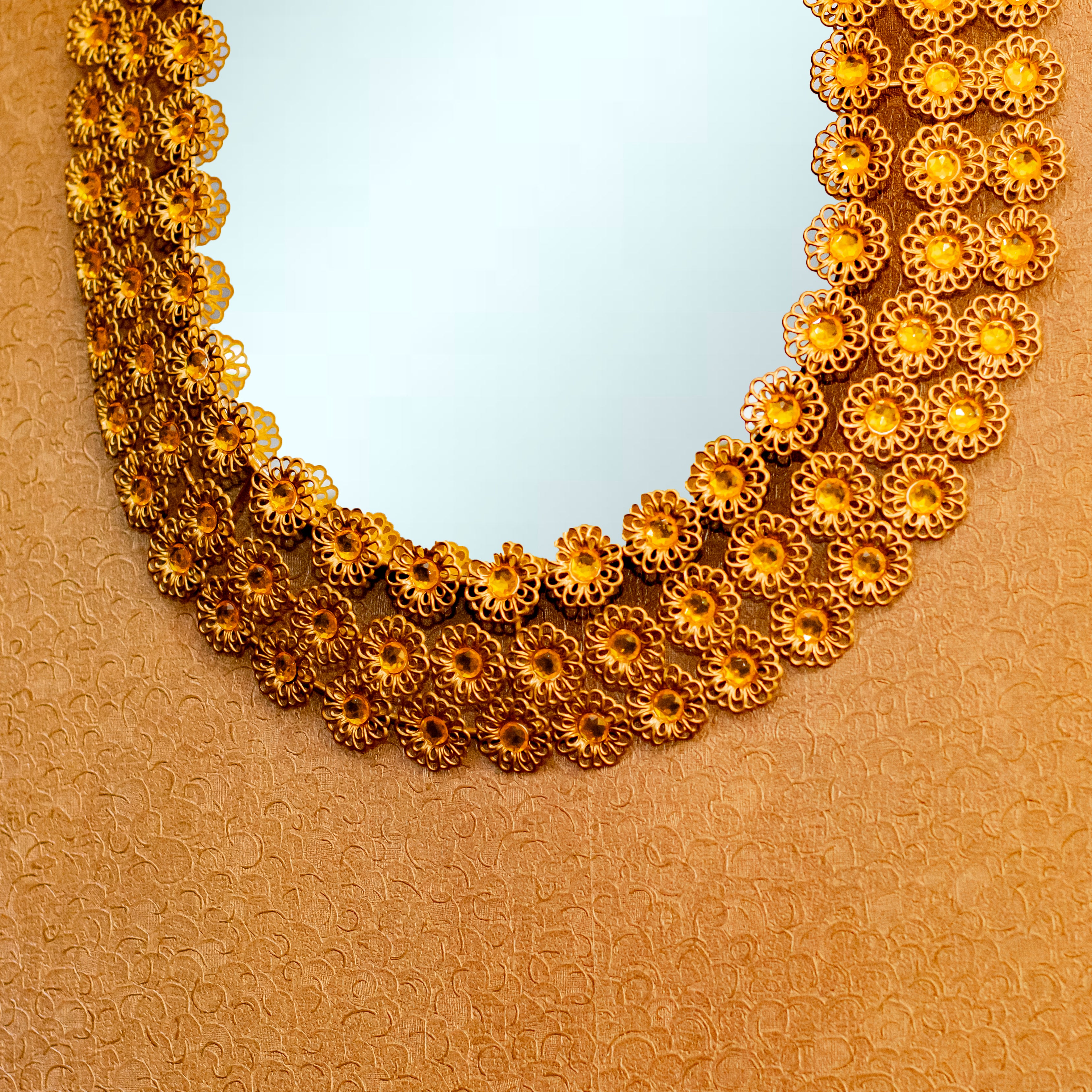 23″ tall Golden Crystal Oval Mirror