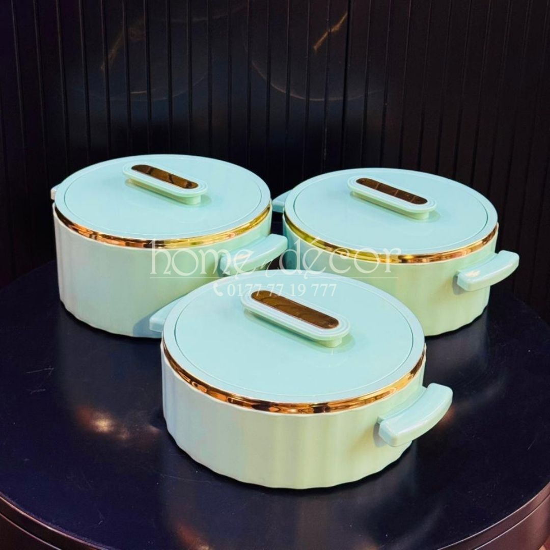 Keep Food Warm Hot Pots - Teal w. Golden RIm 3 different size