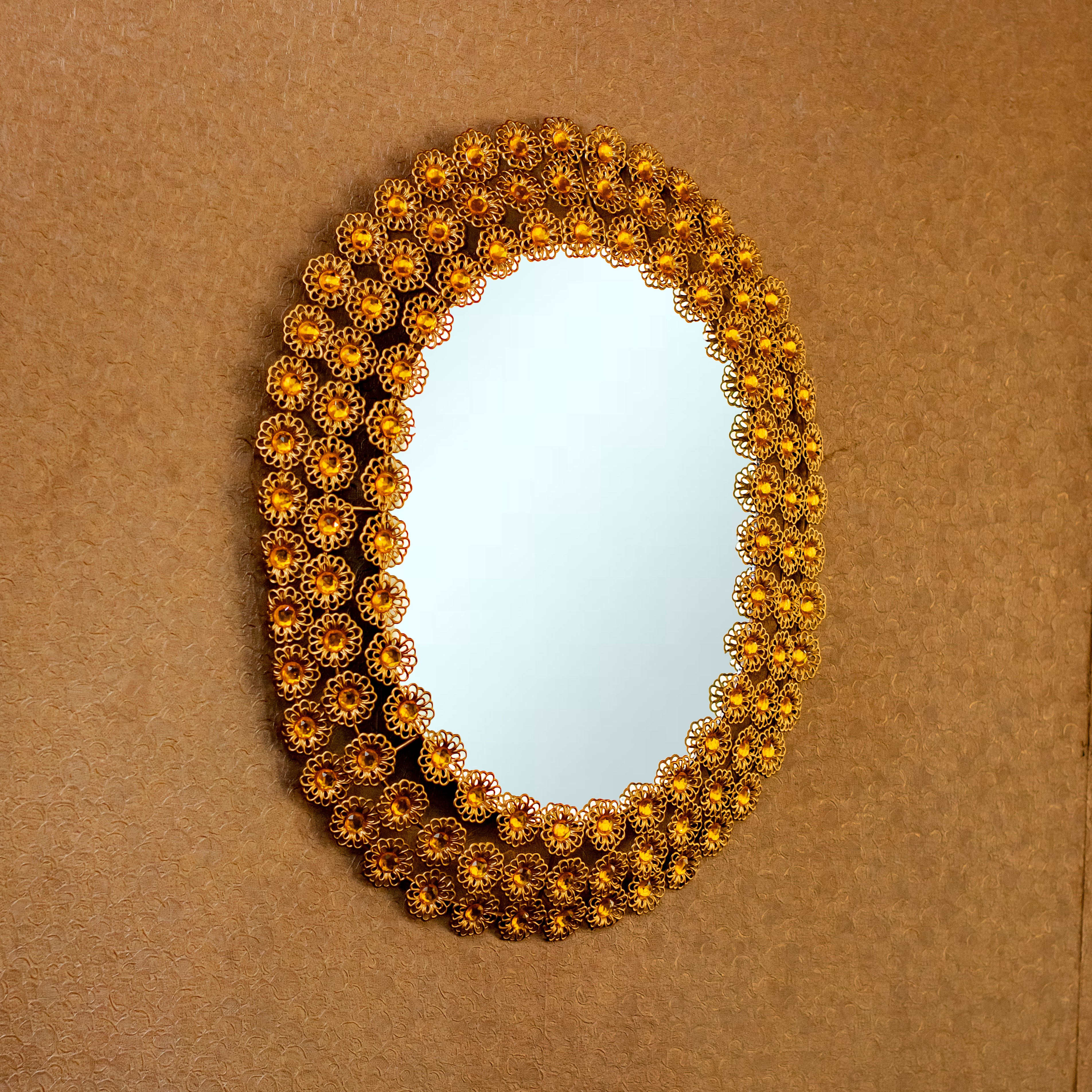 23″ tall Golden Crystal Oval Mirror