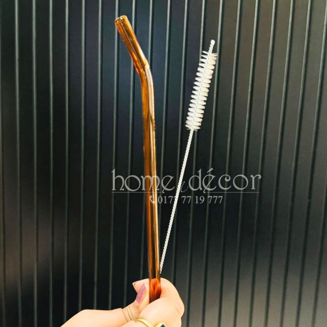 Glass Straw Set with Cleaning Brush - 6 pc set