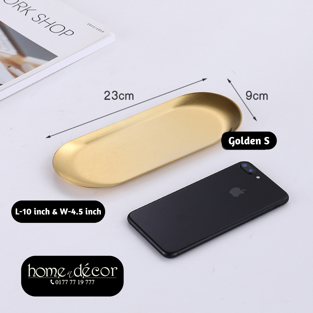 Golden Stainless Steel Tray- 3 different size