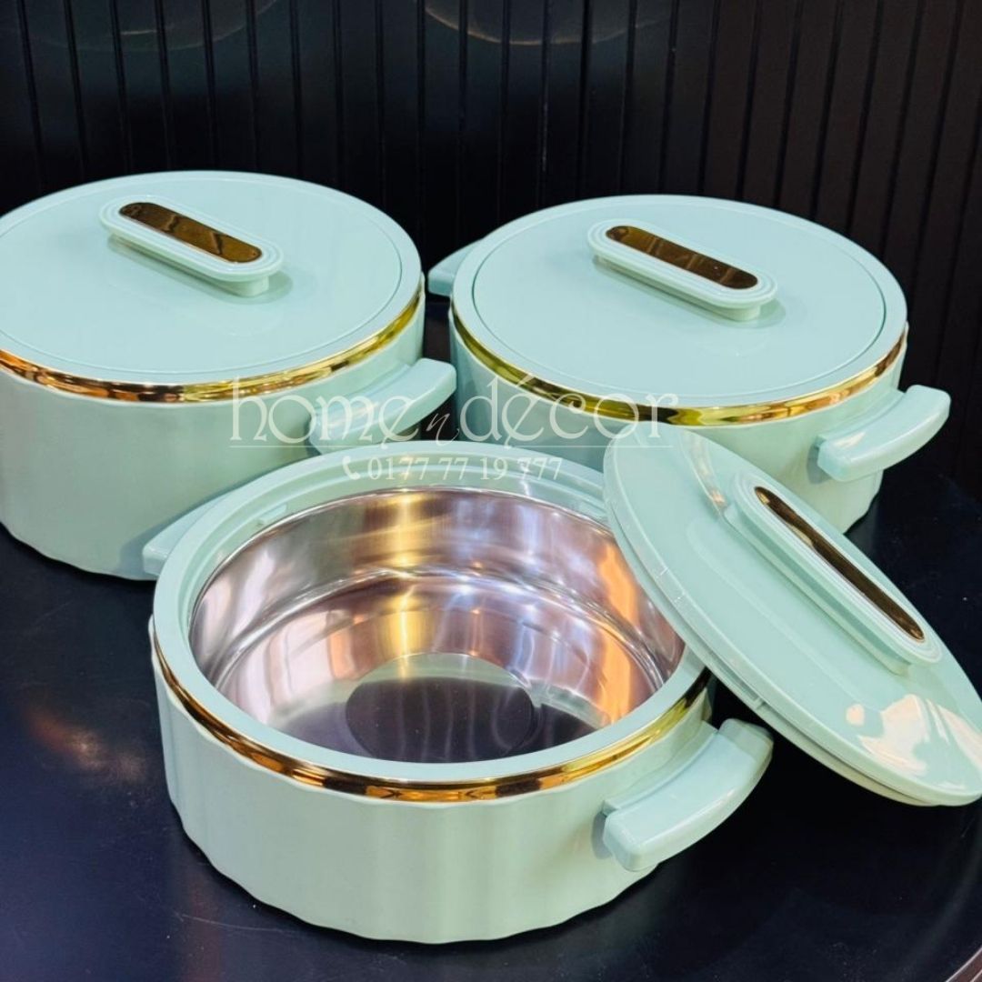 Keep Food Warm Hot Pots - Teal w. Golden RIm 3 different size