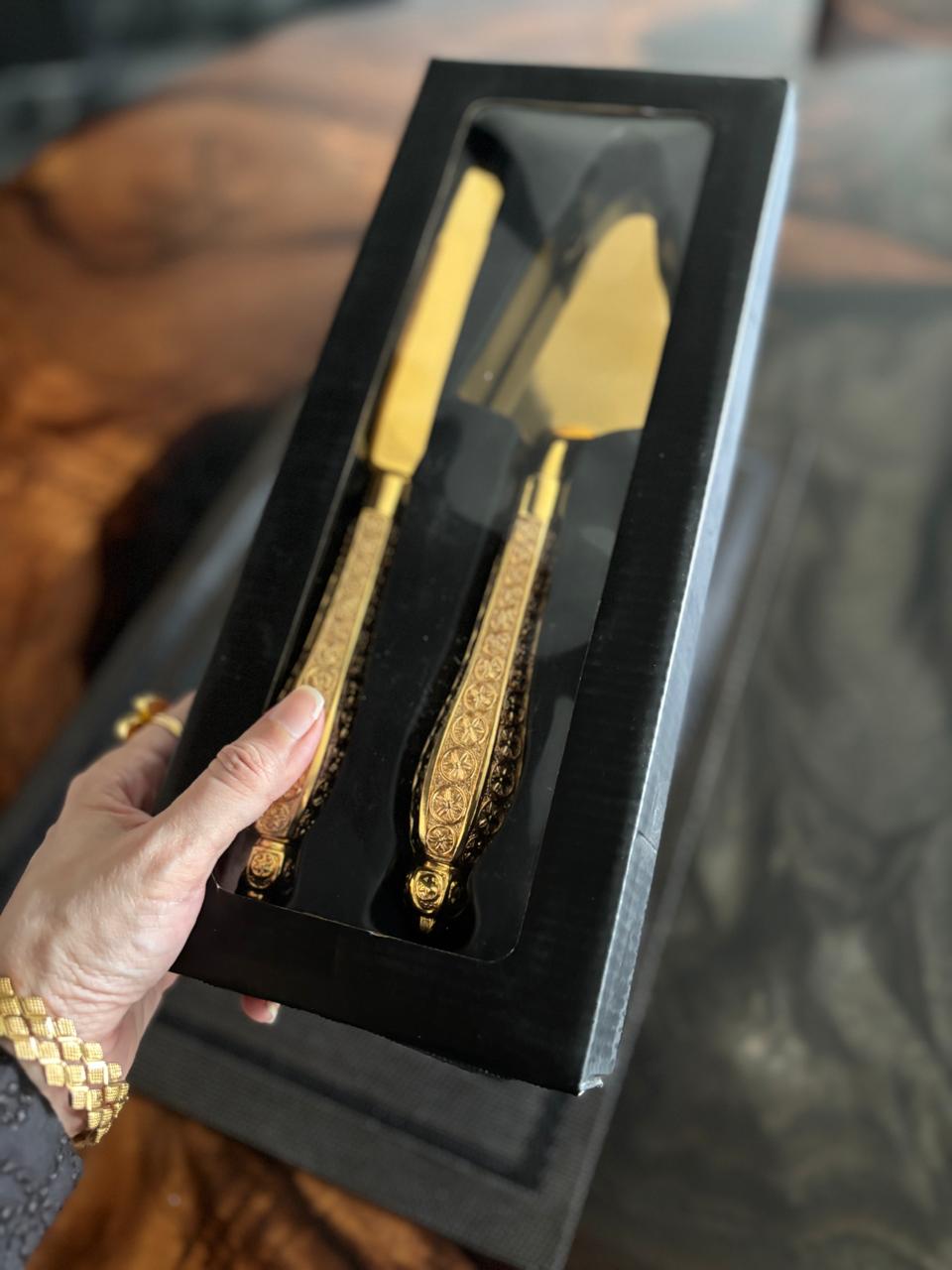 Cake Knife & Server 2 pcs set - Golden