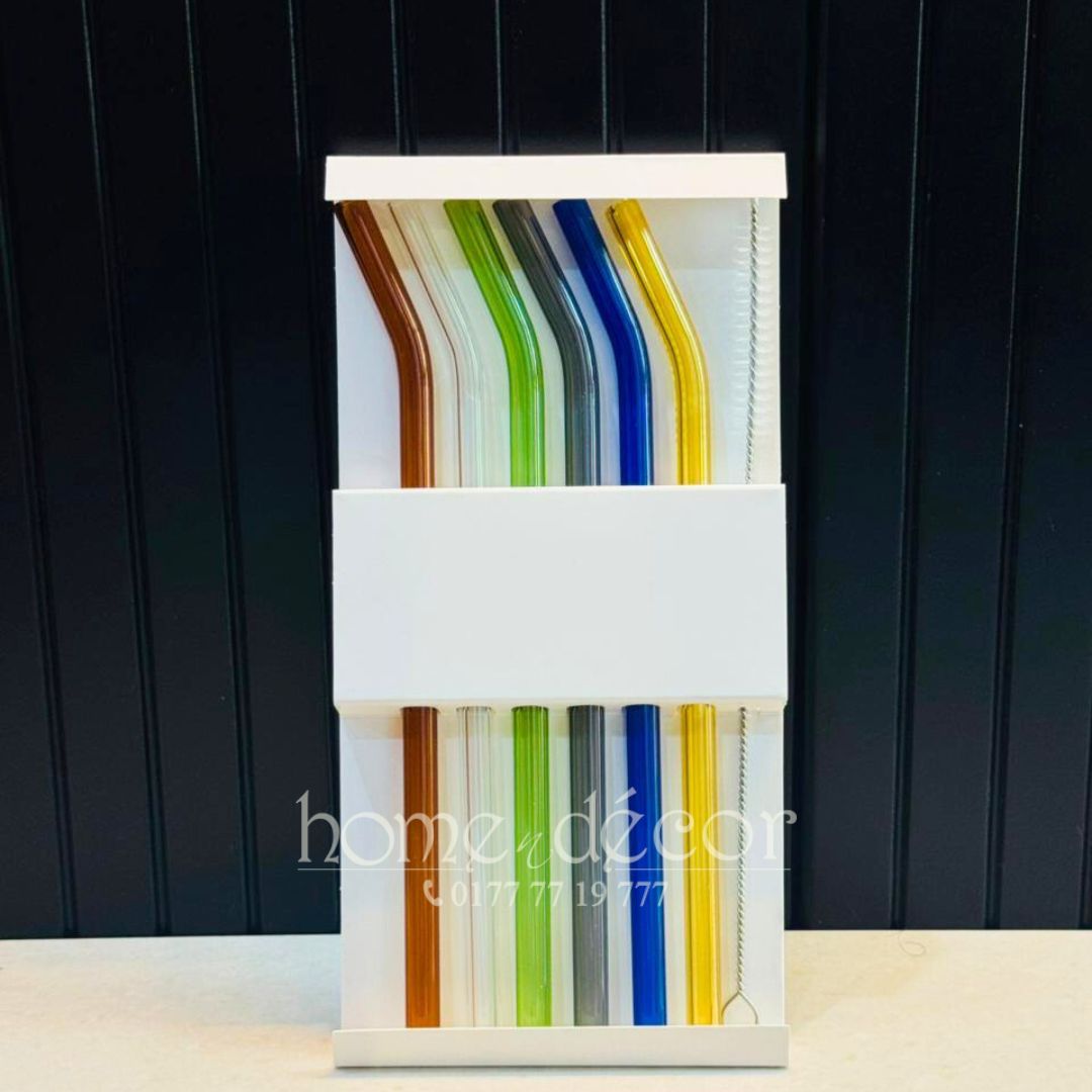 Glass Straw Set with Cleaning Brush - 6 pc set