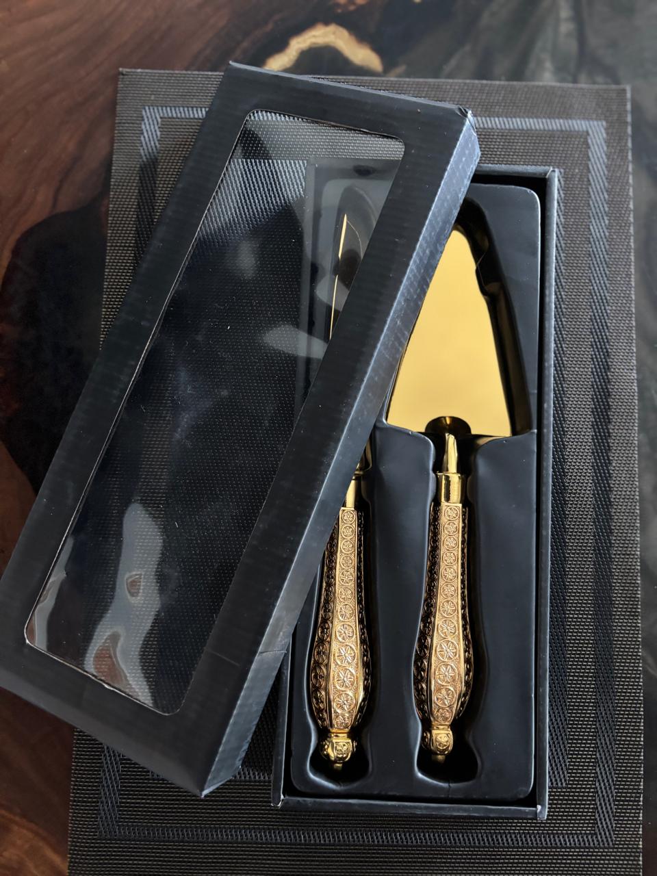 Cake Knife & Server 2 pcs set - Golden