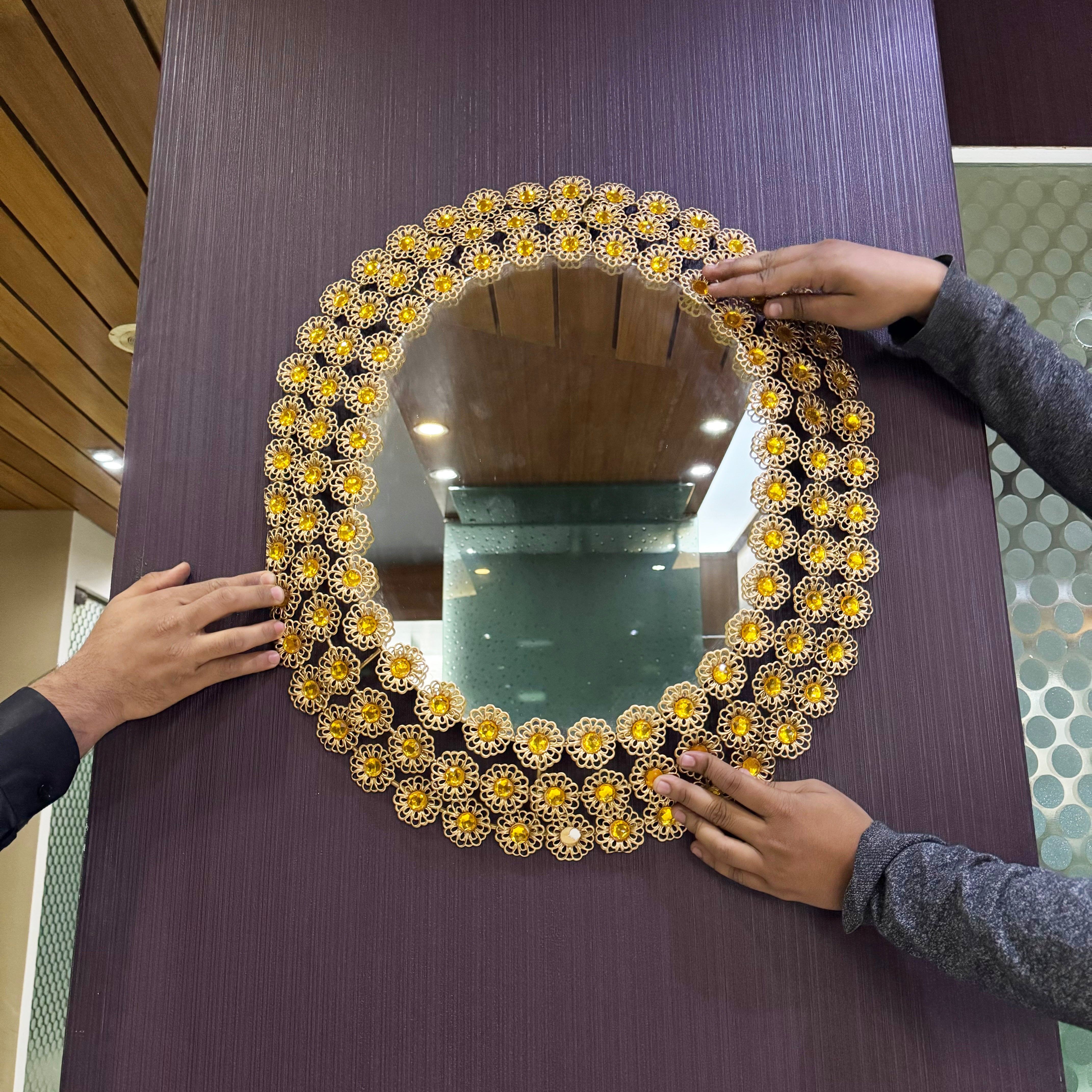 23″ tall Golden Crystal Oval Mirror