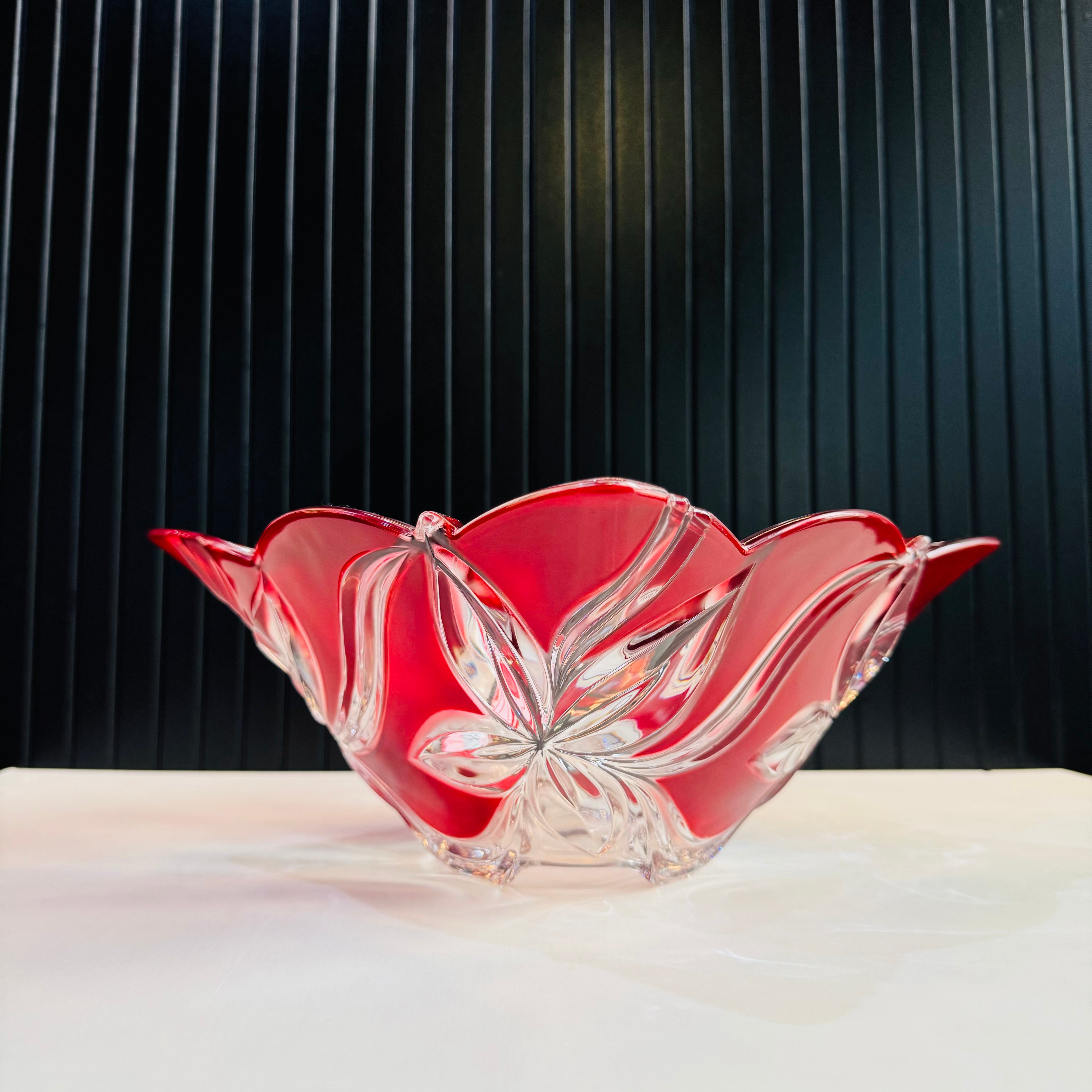Serving Bowl transparent with red