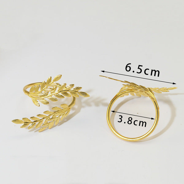 Gold Leaf Napkin Rings 6 pcs set