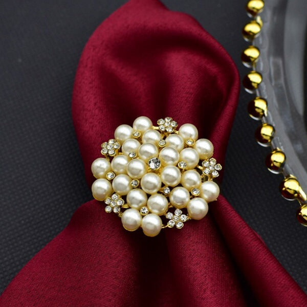 Elegant Pearl Napkin Rings 6 pcs set
