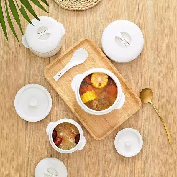 Ceramic double-lidded bowl