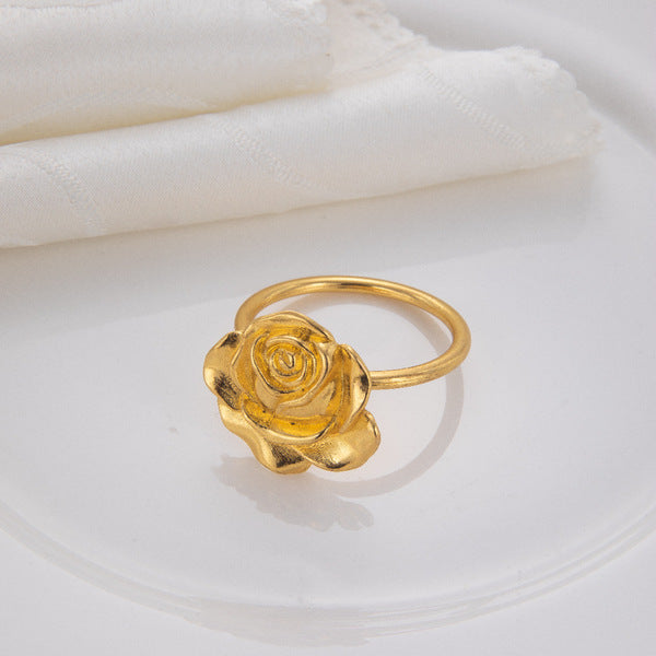 Golden Rose Napkin Rings 6 pcs set