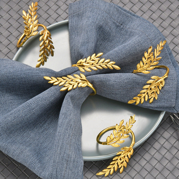 Gold Leaf Napkin Rings 6 pcs set