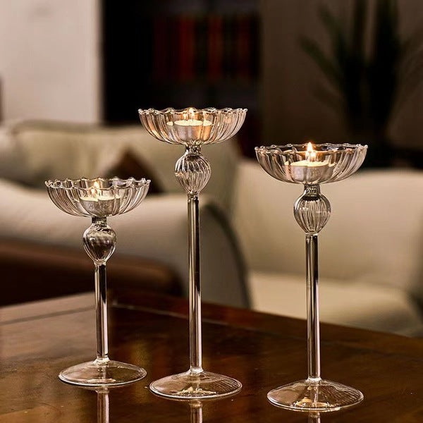 Romanian Glass T light Holder- 3 pc set