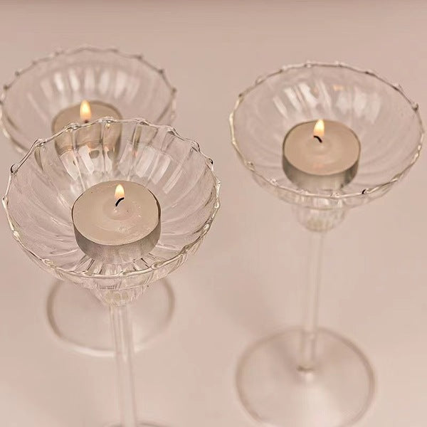 Romanian Glass T light Holder- 3 pc set