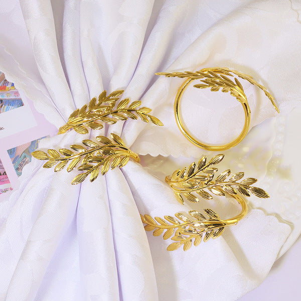 Gold Leaf Napkin Rings 6 pcs set
