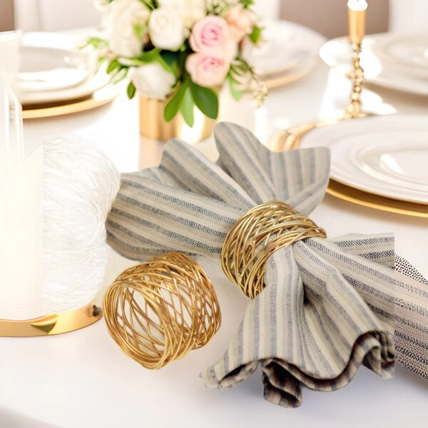 Golden Metal Nest Napkin Rings- 6 pcs set