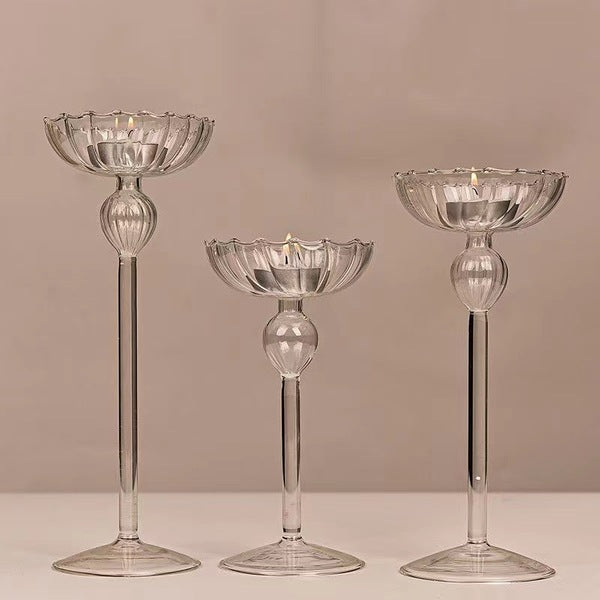 Romanian Glass T light Holder- 3 pc set