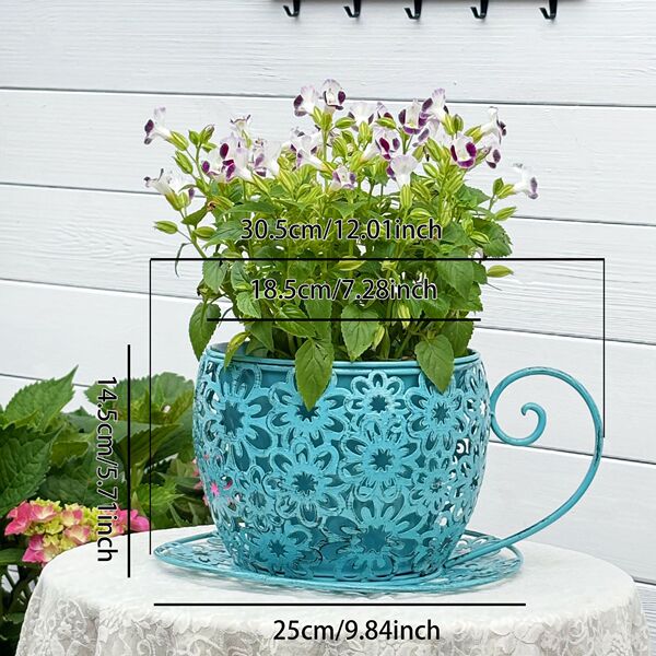 Metal Tea Cup Plant Holder