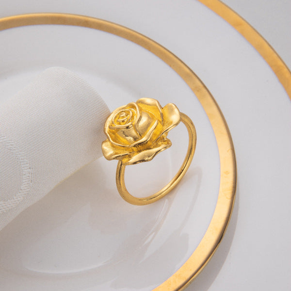 Golden Rose Napkin Rings 6 pcs set