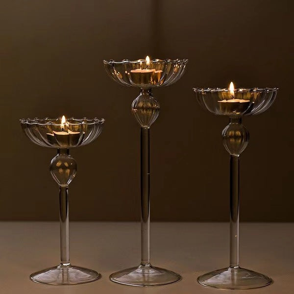 Romanian Glass T light Holder- 3 pc set