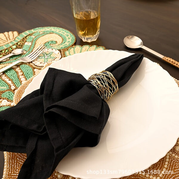 Golden Metal Nest Napkin Rings- 6 pcs set