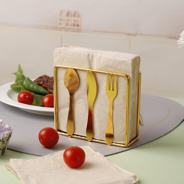 Golden Cutlery Mesh Napkin Holder